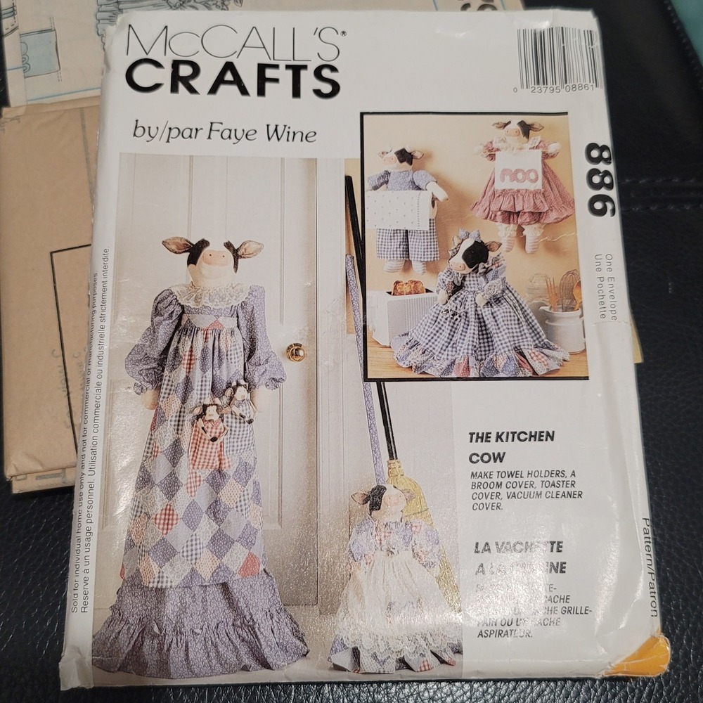 McCall's Crafts 886 Kitchen Cow Sewing Pattern Faye Wine Uncut Factory Folded